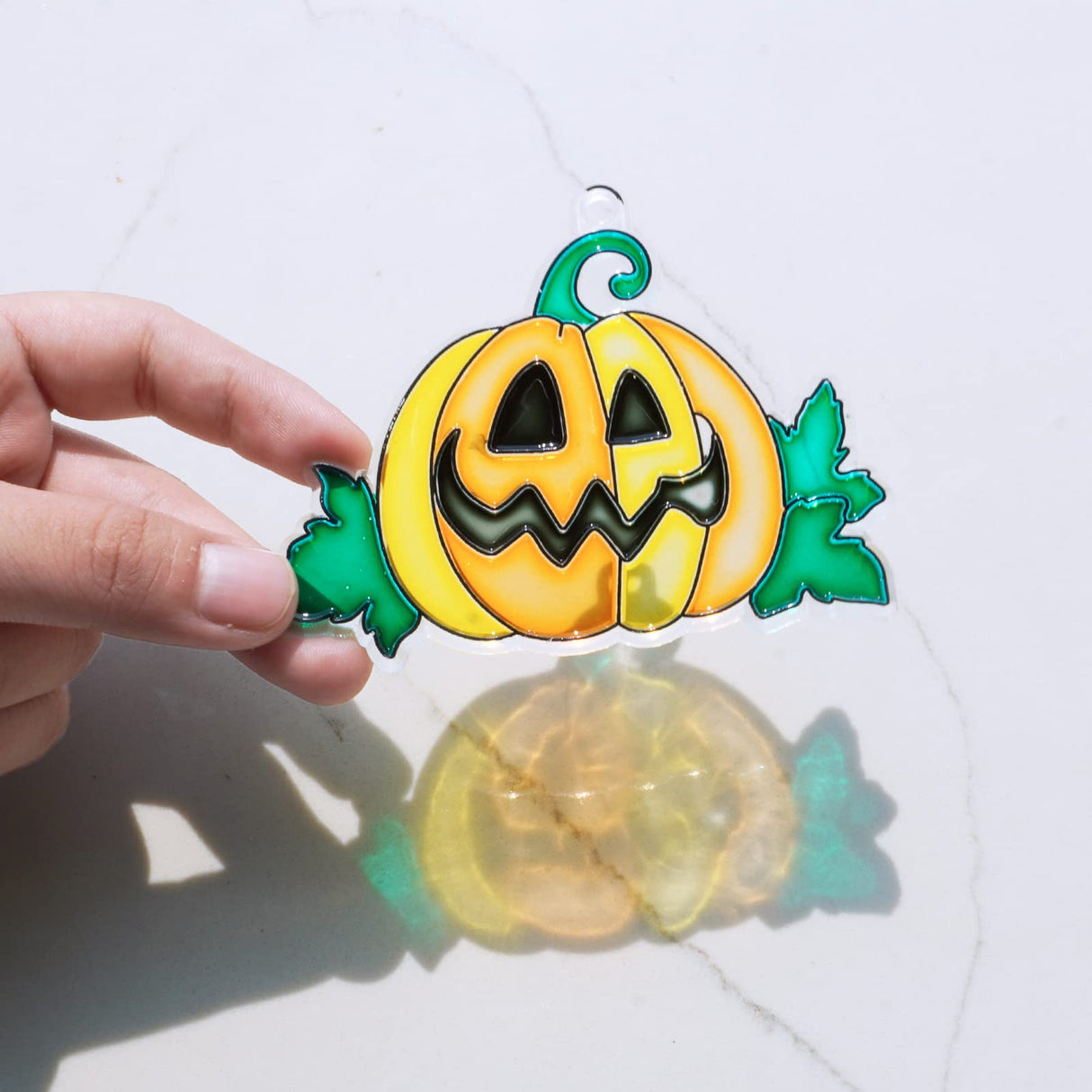Winlyn 27 Sets Halloween Pumpkin Suncatchers Ornaments Decorations DIY Window Paint Art Suncatchers Craft Kits Jack-O'-Lantern Sun Catchers for Kids Classroom Activities Fall Halloween Art Project Winlyn