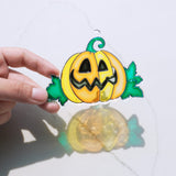 Winlyn 27 Sets Halloween Pumpkin Suncatchers Ornaments Decorations DIY Window Paint Art Suncatchers Craft Kits Jack-O'-Lantern Sun Catchers for Kids Classroom Activities Fall Halloween Art Project Winlyn