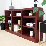 BOWERY HILL Traditional 36" Tall 9-Shelf Triple Wide Wood Bookcase in Cherry BOWERY HILL