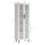 TUSY 70.9“ H Display Cabinet with Glass Doors, 5-Tier Curio Cabinet, Narrow Display Bookcase for Home, Office, Clinic, Pantry (Black) TUSY