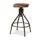 Hillsdale Worland Backless Metal Adjustable Height Stool with Wood Saddle Seat, Brown Hillsdale