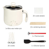 Aroparc Wax Melter for Candle Making 60oz Electric Wax Melter with Pouring Spout Candle Making Kit Included - Thermometer, Wicks, Wick Stickers, Centering Device, Stirring Spoon Aroparc