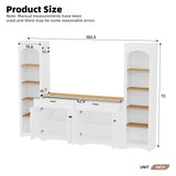 Merax Minimalist Entertainment Wall Unit Set with Ample Storage Space and Adjustable Shelves, TV Stand for Televisions Up to 70'', Mid-Century Large Media Console for Living Room, White Merax