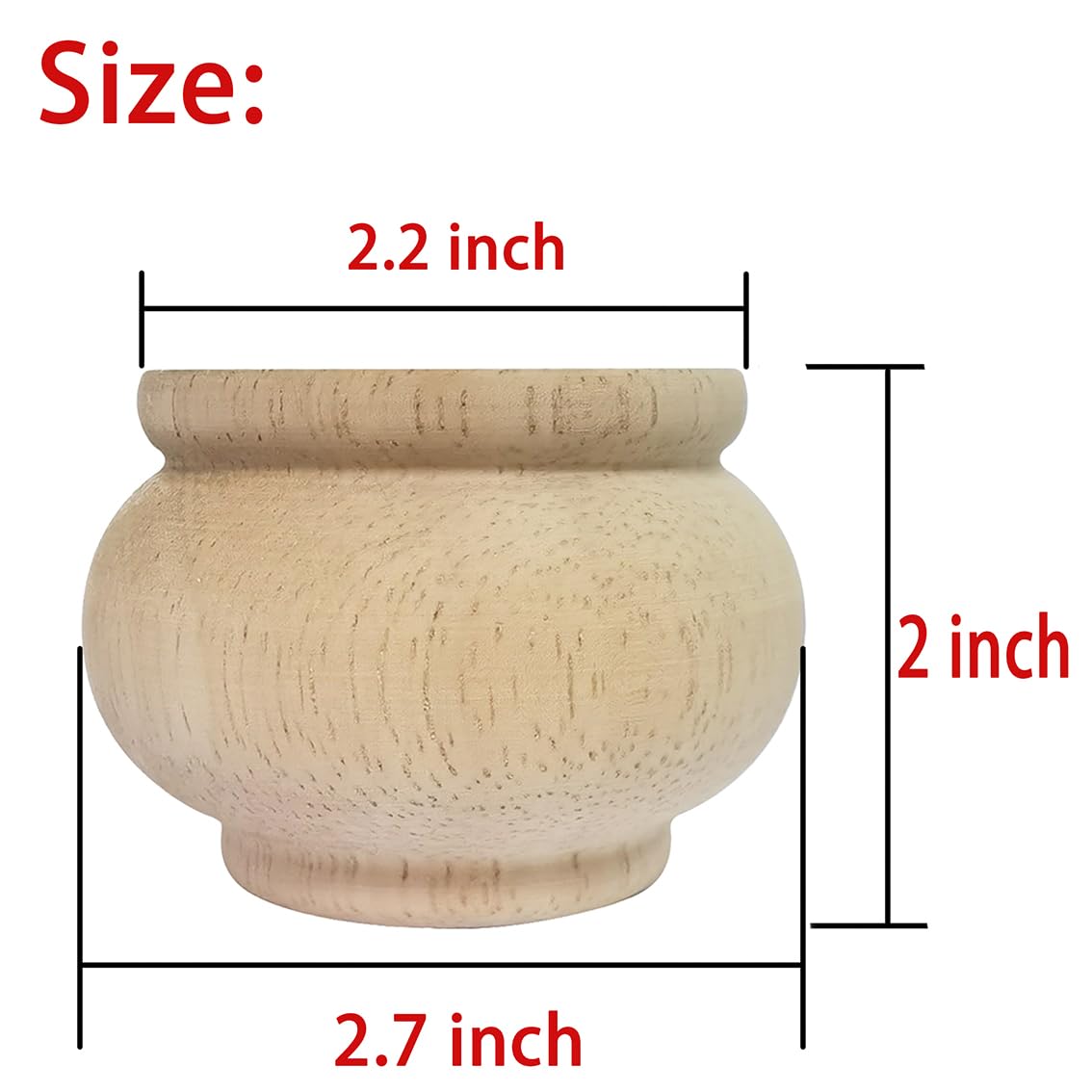 Btibpse 2 Inch Wooden Furniture Legs, Solid Wood Unpainted Replacement Furniture Legs, Cabinet Legs/Desk/Sofa/Bookcase Bun Feet, DIY Wooden Round Legs with Mounting Plate & Screws Set of 4 (2 Inch) Btibpse