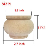 Btibpse 2 Inch Wooden Furniture Legs, Solid Wood Unpainted Replacement Furniture Legs, Cabinet Legs/Desk/Sofa/Bookcase Bun Feet, DIY Wooden Round Legs with Mounting Plate & Screws Set of 4 (2 Inch) Btibpse