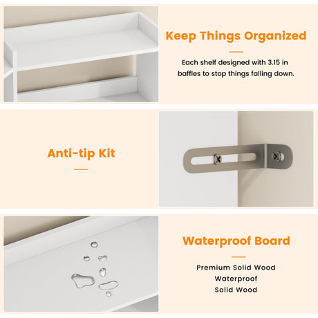 Semoic 70.8" Tall Corner Bookshelf, 7 Tiers Large Etagere Bookcases with Baffles, L-Shaped Modern Storage Display Rack Industrial Bookshelves for Bedroom, Home Office, Living Room & Kitchen, White Semoic