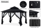 MASTERCANOPY Outdoor Garden Gazebo for Patios with Stable Steel Frame and Netting Walls (10x10,Black) MASTERCANOPY