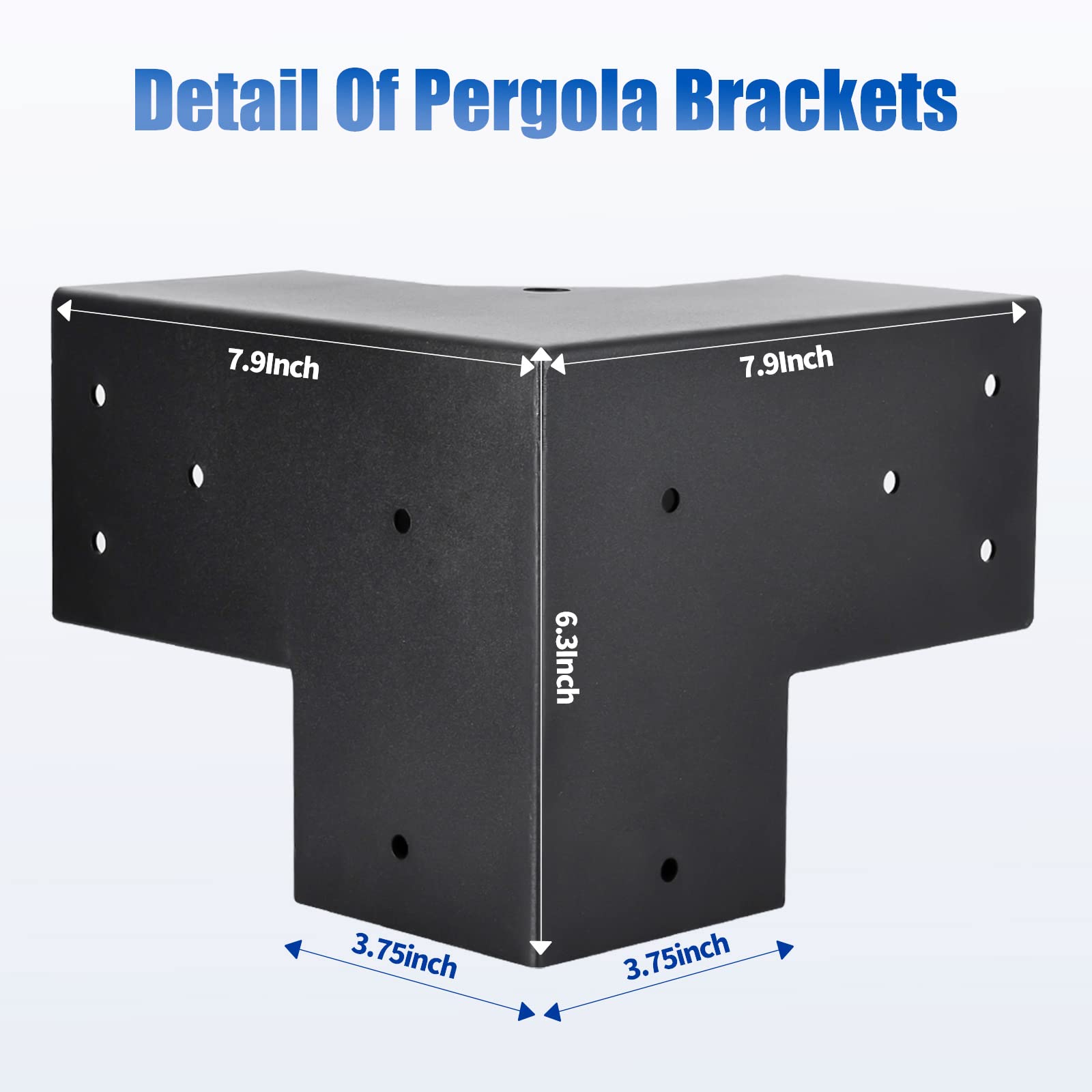 4 Pcs Pergola Bracket，Pergola Kit 3-Way Right Angle Corner Bracket with Black Powder Coated,Woodwork DIY Pergola Kit & Post Base Brackets for Gazebos, Patio Pergolas(Actual: 3.5"x3.5") - WoodArtSupply