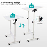 KOUPA Adjustable Height Standing Desk, Writable Tempered Glass Desktop with Eraser, 360° Flip, Wheels – Ideal for Small Spaces and Home Offices, 24 in, White(Adjustable Height: 32-47 in) KOUPA