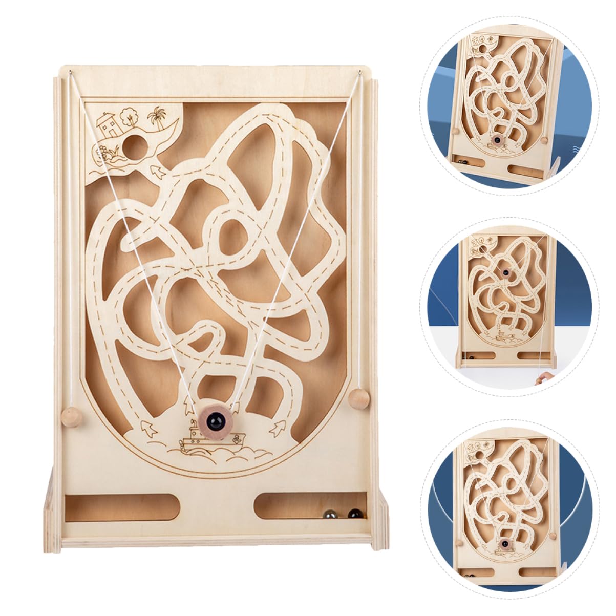 FOYTOKI Pinball Game Wooden Board Games Children Labyrinth Game Maze Puzzle Toys Interactive Maze Beads Game Wooden Maze Ball Game Toy for Kids Labyrinth Plaything Pirate Jigsaw Puzzle 3D FOYTOKI