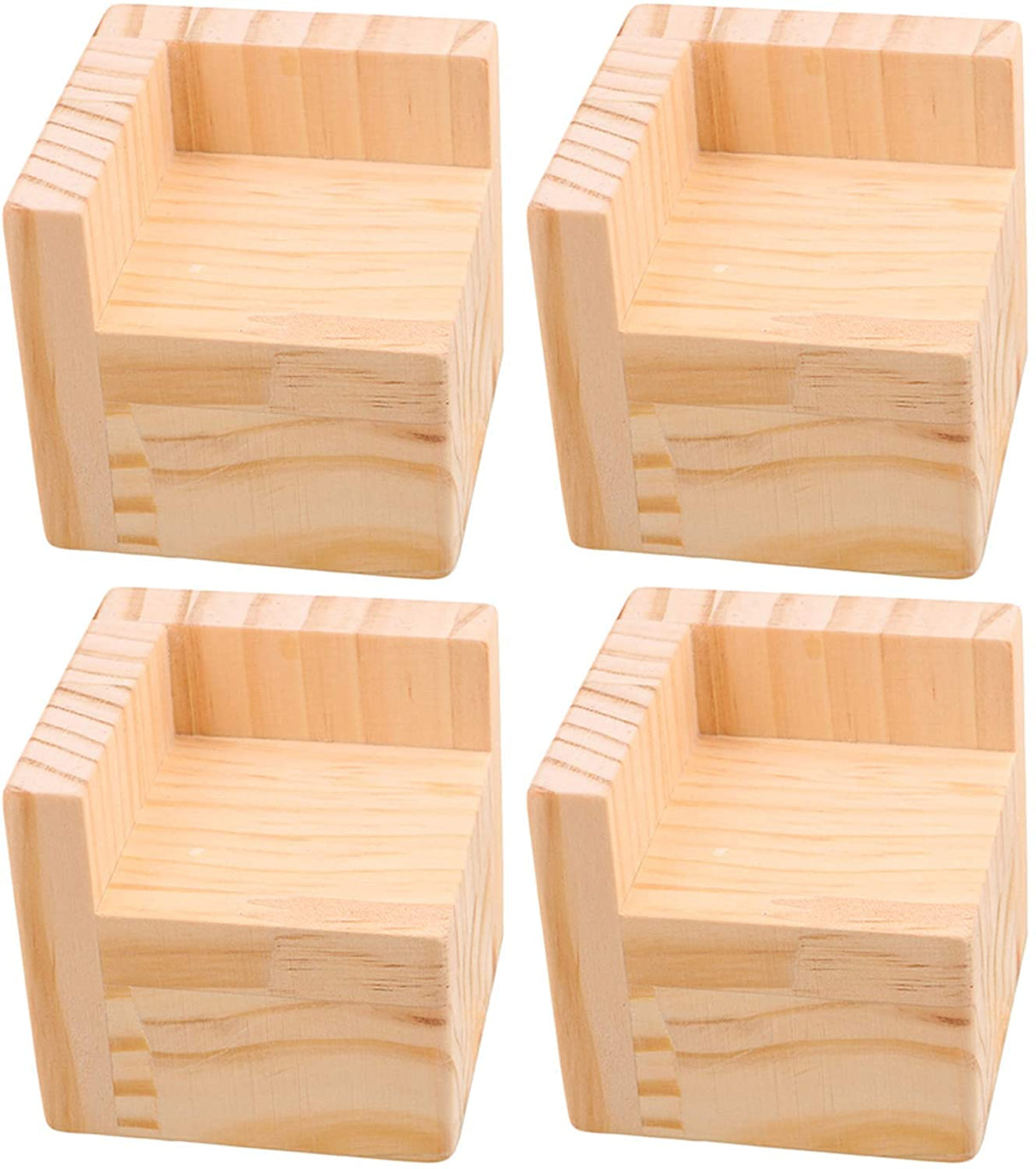 Set of 4 Bed Risers Furniture Square Risers 2 Inches Height Heavy Duty Unfinished Solid Wood Furniture Legs Bed Lifts Furniture Legs for Sofa Couch Metany