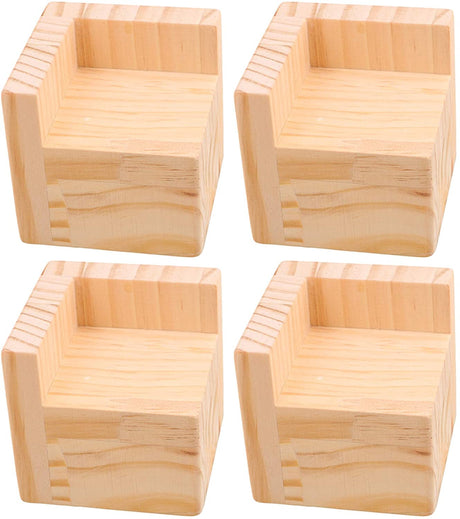 Set of 4 Bed Risers Furniture Square Risers 2 Inches Height Heavy Duty Unfinished Solid Wood Furniture Legs Bed Lifts Furniture Legs for Sofa Couch Metany