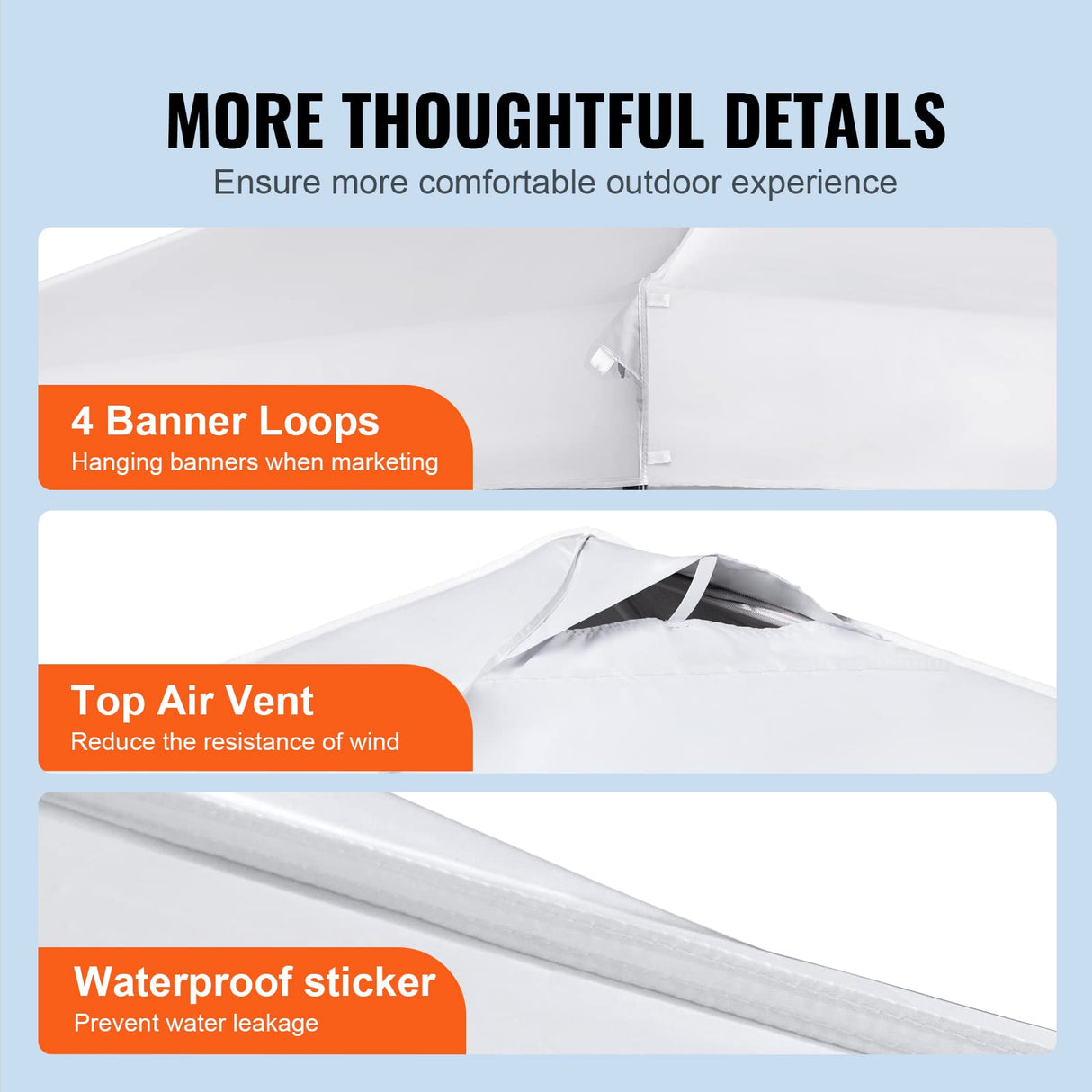 VEVOR Pop Up Canopy Tent, 10 x 10 ft, 250 D PU Silver Coated Tarp, with Portable Roller Bag and 4 Sandbags, Waterproof and Sun Shelter Gazebo for Outdoor Party, Camping, Commercial Events, White VEVOR