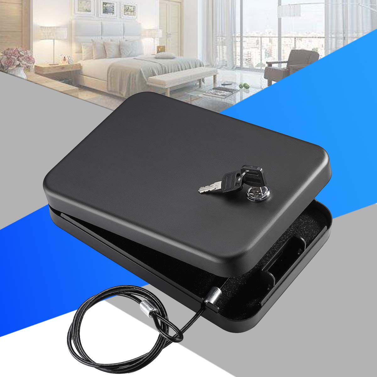 Younion Pistol Safe, Portable Travel Gun Safe,Handgun Lock Box, Gun Safes for Cars, Black Younion