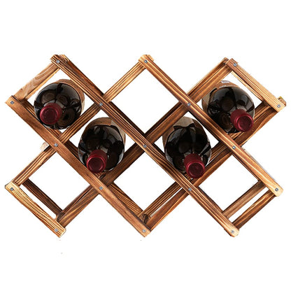 Ferfil Wine Rack, Wood Wine Storage Racks Countertop, 10 Bottle Wooden Stackable Wine Cellar Racks, Foldable Tabletop Free Standing Wine Bottle Stand - WoodArtSupply