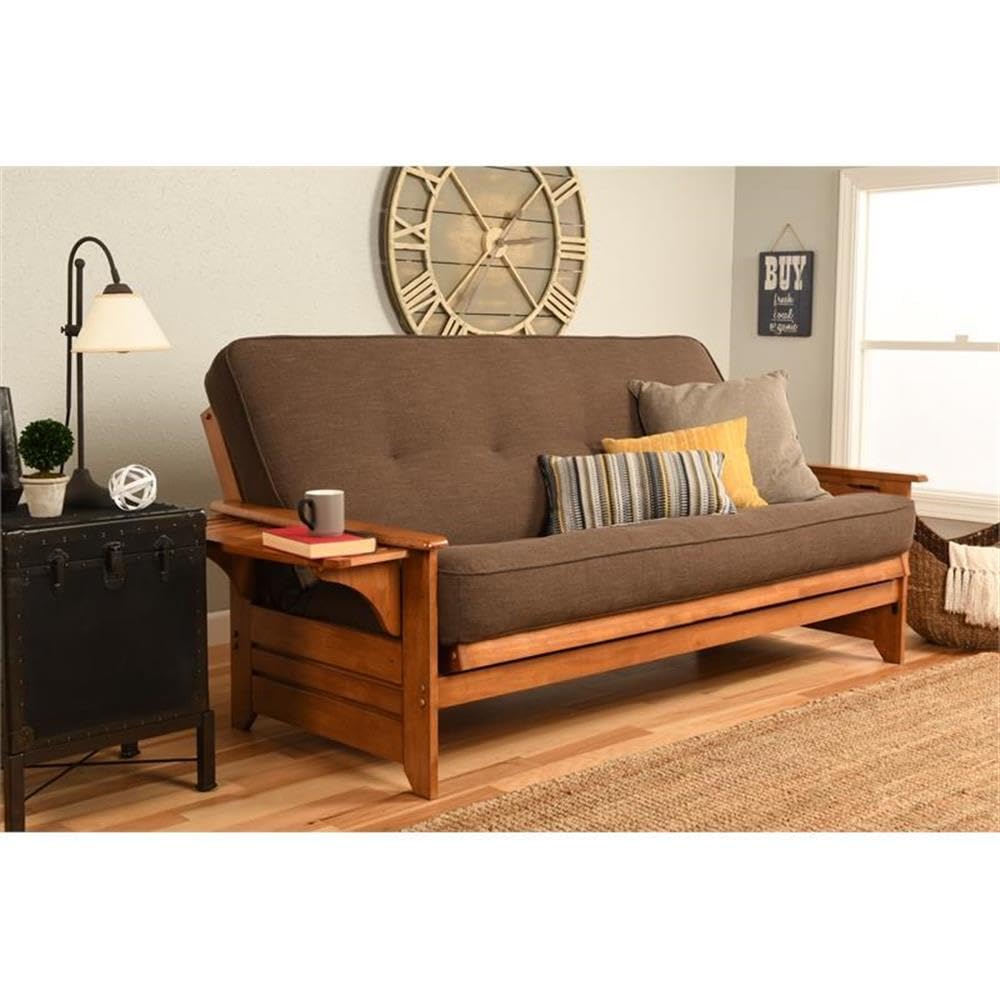 Kodiak Furniture Full Linen Fabric Futon Mattress in Cocoa Brown-Frame Not Included - WoodArtSupply