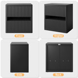 Dripex Fluted Nightstand with 2 Drawers, Large Wide Wood Night Stand Bedside Tables for Bedroom, Mid-Century Modern Storage Bed Side Table, End Tables for Living Room Sofa Couch, Black, Set of 2 Dripex