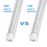Singteam 10Pack 8Ft LED Shop Light Fixture, 90W Integrated LED Tube Light,10000LM, 6500K, Clear Cover,High Output,Double Row V Shape 270 Degree LED Lighting for Garage Warehouse Workshop Basement Singteam