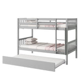 WIILAYOK Twin Over Twin Bunk Bed with Trundle, Convertible to 2 Twin Size Platform Bed, Twin Size Bunk Bed with Ladder and Safety Rails for Kids, Teens, Adults, Grey WIILAYOK