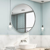 ANDY STAR 36'' Chrome Round Mirror, Polished Silver Round Bathroom Mirror, Big Circle Wall Mirror in Metal Frame, Large Vanity Mirror for Entryway, Living Room, Washrooms ANDY STAR
