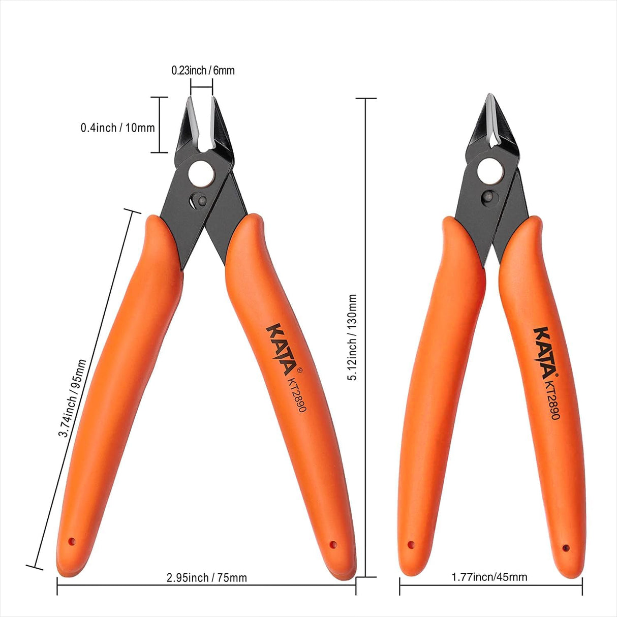 KATA 5 Inch Micro Wire Cutters, Precision Mini Flush Cutters and Clean Cut Pliers for Electronics, Model, Jewelry, Model Kits, Orange KATA
