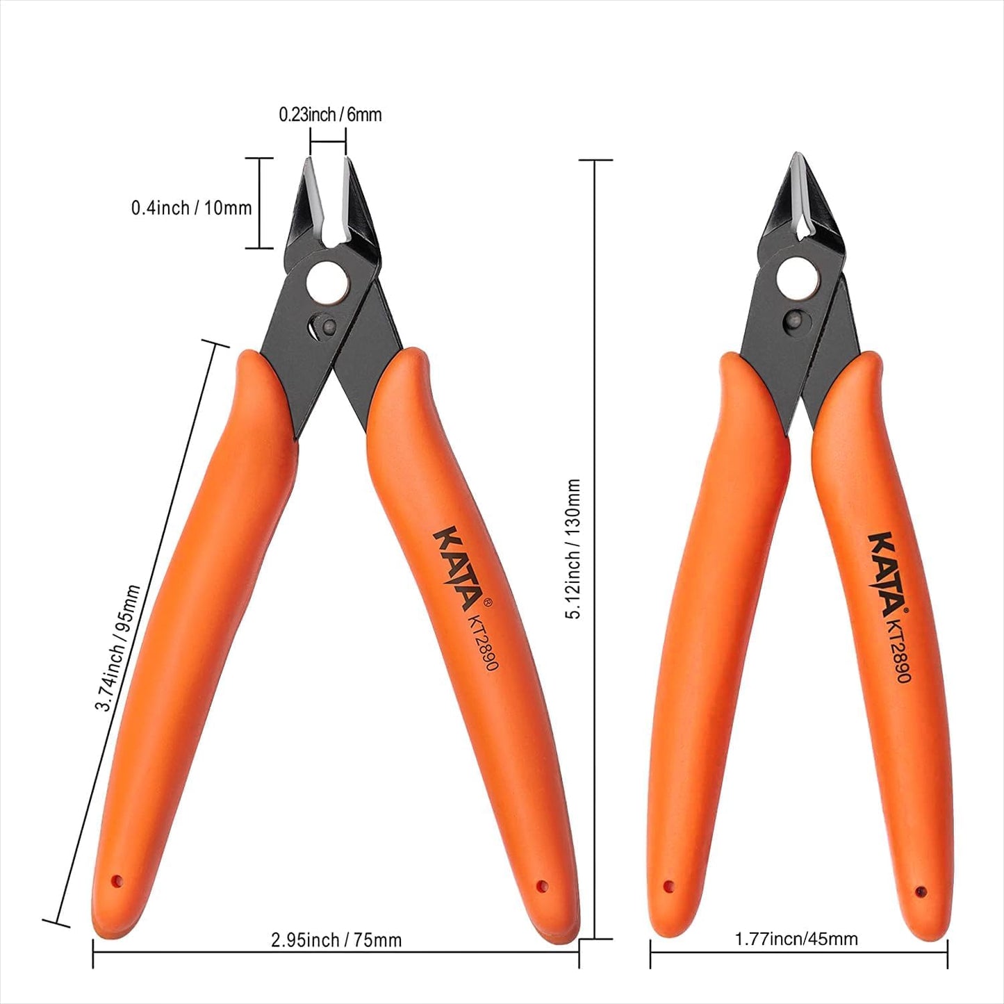 KATA 5 Inch Micro Wire Cutters, Precision Mini Flush Cutters and Clean Cut Pliers for Electronics, Model, Jewelry, Model Kits, Orange - WoodArtSupply