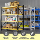 Storage Shelves Heavy Duty, Metal Garage Shelving Units, 4 Tier Storage Rack Shelf, Steel Industrial Shelving, Adjustable Standing Shelf for Basement/Warehouse Yellow and Black, W41.34*D19.69*H78.74 Generic