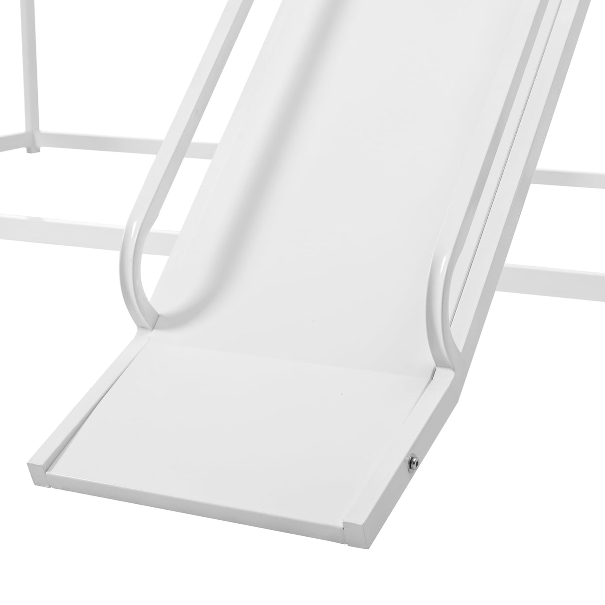 EMKK Metal Bunk Bed with Slide, Low Bunk Bed Twin Over Twin, Junior House Bunk Bed for Girls Boys, Metal Bunkbeds with Safety Guardrail & Ladder, No Box Spring Needed, Easy to Assemble, White EMKK