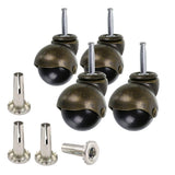 Skelang 2 Inch Ball Caster Stem Caster Wheel with Sockets, Vintage Antique Swivel Caster for Furniture, Sofa, Wood Chair, Cabinet,Pack of 4 Skelang