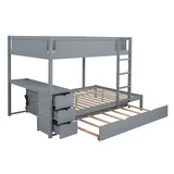 Merax Full Over Full Bunk Bed with Twin Size Trundle, Under-Bed Desk and Storage Drawers, No Box Spring Needed Merax