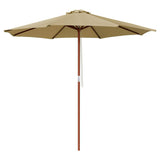 Yescom 9ft Tan Wooden Outdoor Patio Table Umbrella with Pulley Market Garden Yard Beach Deck Cafe Decor Sunshade Yescom