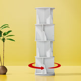 Furniwell 4-Tier Rotating Bookshelf and Bookcase, 360° Display Stackable Spinning Book Shelf Tower with Raffle, Floor Standing Corner Shelf for Living Room, Study Room(16" W*16" D*51" H) Furniwell