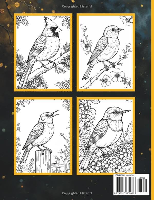 Beautiful Songbirds: Adult Coloring Book: Songbird Serenity: An Adult Coloring Book Featuring 50 Beautiful North American Songbirds with Relaxing ... for Stress Relief and Peaceful Meditation Majosta