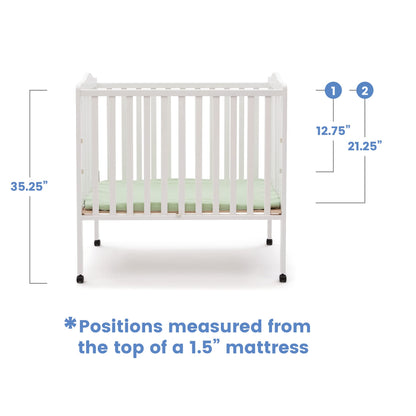 Delta Children Folding Portable Mini Baby Crib with 1.5-inch Mattress - Greenguard Gold Certified, White