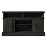 BELLEZE 58 Inch TV Stand, Rustic Wood Entertainment Center for TVs up to 65", Contemporary Media Console Table with Two Open Shelves and Glass Door Cabinets - Astorga (Rustic Grey) BELLEZE
