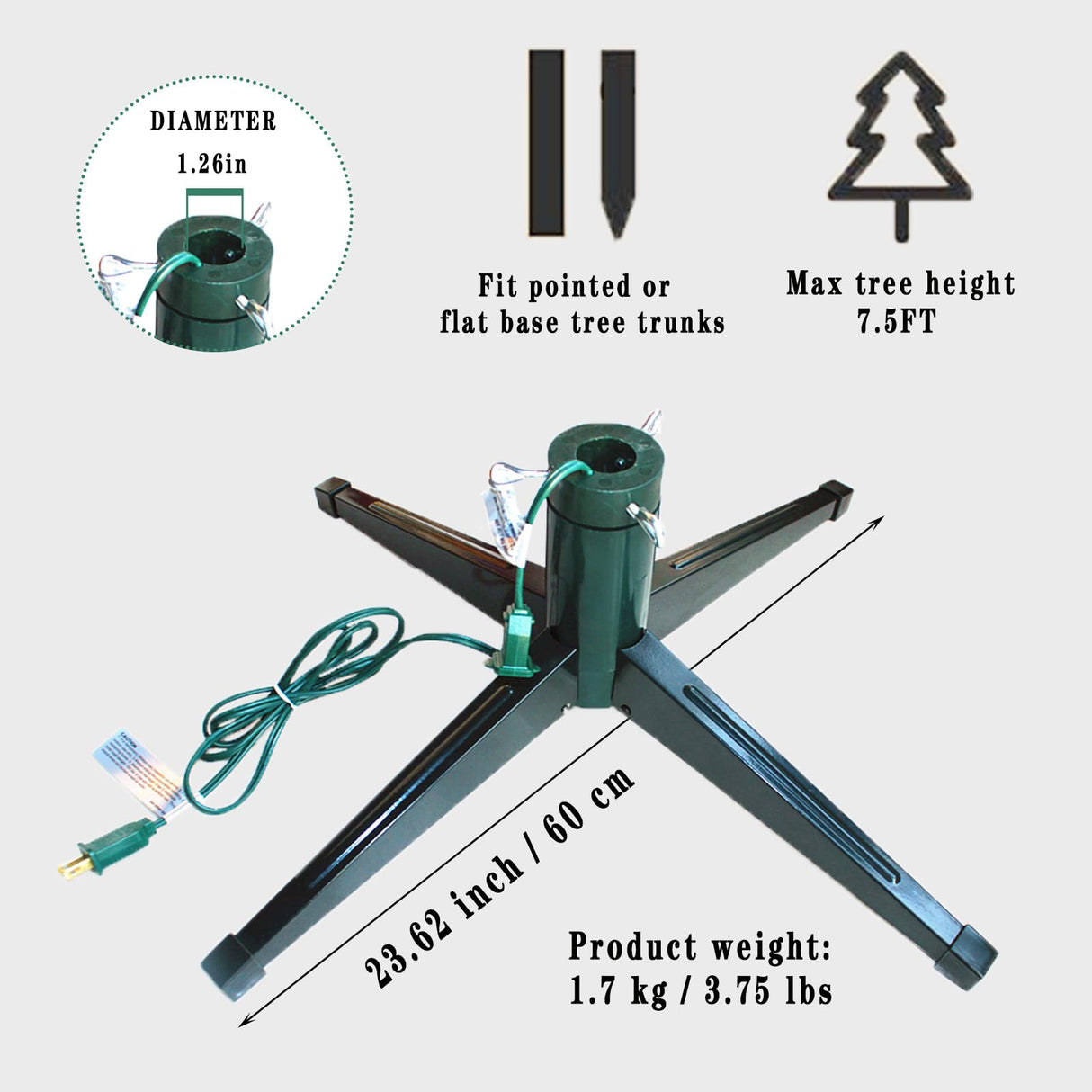 ETONART 360-Degree Rotating Christmas Tree Stand Iron Feet Can Be Folded to Support 7.5 Feet, 100 Pound Artificial Christmas Tree Suitable for Christmas Tree Support ETONART