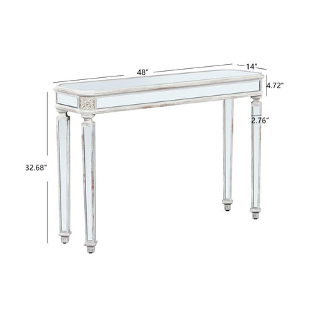48-Inch Mirrored Console Table,Modern Entryway Table Glass Sofa Table with Mirror Finish, Rectangle Narrow,Accent Foyer Table for Living Room,Hallway, Entrance (Silver) JIJIWANG