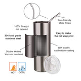 PYD Life Sublimation Blanks Skinny Tumbler Cups Silver 20 OZ Stainless Steel Straight Tumbler with Metal Straw for Tumbler Heat Press Sublimation Oven Printing 4 Pack PYD Life