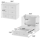 FAMAPY Twin Murphy Bed with Built-in Charging Station, Space-Saving Murphy Bed Chest Twin with Drawer, Foldable, for Home Office Guest Room Bedroom White, 76.8”L x 44.4”W x 41.3”H FAMAPY