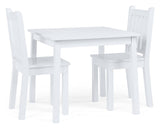 Humble Crew, White Kids Wood Square Table and 2 Chairs Set Humble Crew