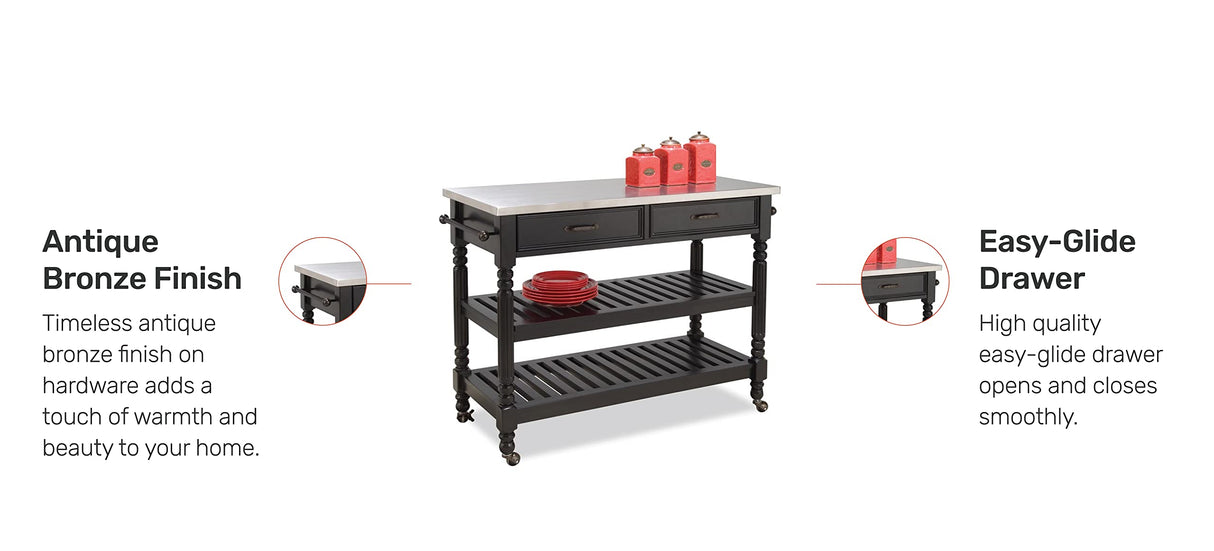 Homestyles Savanna Kitchen Cart, FURNITURE, Black homestyles