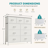 OLIXIS 9 Drawer Storage Dresser with Wood Top - Wide Fabric Chest Organizer for Bedroom, Closet, Living Room,Tower Cabinet, TV Stand, Hallway Entryway Furniture,Bright White OLIXIS
