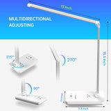 Ambertronix LED Desk Lamp with USB Charging Port, Dimmable Eye-Caring Reading Desk Light for Home, with 5 Brightness Level & 3 Lighting Modes, Touch Control, Auto Timer (White) Ambertronix