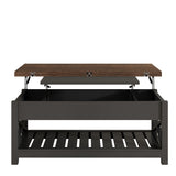 ChooChoo 2-Piece Living Room Table Set - Includes TV Stand with Storage for 75" TV, Lift-top Coffee Table with Storage and Hidden Compartment, Black & Espresso ChooChoo