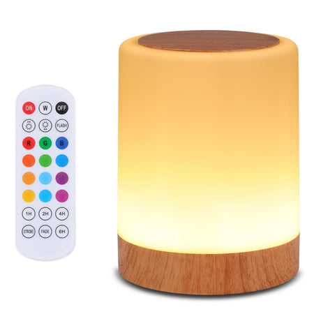 OORUN Touch Bedside Table Lamp,13 RGB Colors & 5 Brightness, USB Rechargeable Desk Lamp, Remote Control Dimmable Night Light with RGB Color Changing,Portable Lamp for Baby, Bedroom, Living Room OORUN