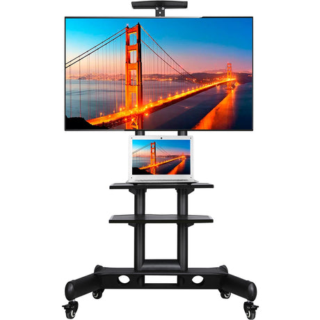 Yaheetech Mobile TV Stand with Wheels, Adjustable Rolling TV Cart for 32 to 75 inch LCD LED Screen TV w/Storage Shelves and Heavy Duty Base, Holds up to 110 Lbs, Max VESA 600x400mm Yaheetech