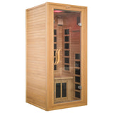 Exquimac Infrared Sauna Indoor, 1 Person Hemlock Wooden Home Sauna, Dry Sauna for Home Spa Room 1350W, Time Temp Pre-Set Sauna Room, w/7 Heating Panels Mini Personal Far Infrared Saunas for Home Exquimac
