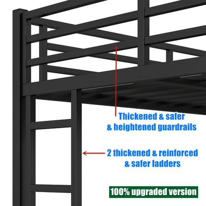 TIHWOALL Latest Upgrade & Stronger Steel Bunk Bed Queen Over Queen Size Bunkbed, Thickened Metal More Stable Heavy Duty Safer Bunk Queen Bed Frame (Easier Assembly)