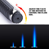 Yeuligo Torch Lighters, 7.6in Long Butane Lighter with Visible Window, Adjustable and Refillable Lighter for Kitchen Fireplace Camping Candle Grill BBQ Fireworks.Gas Not Included(Black) Yeuligo