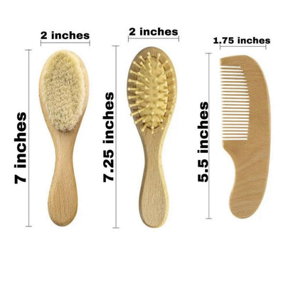 3Pcs Personalised Baby Hairbrush & Comb Set Custom Engraved Baby Brush and Comb Set for Girls Personalized Wooden Baby Hairbrush Baby Shower Keepsake Gift Baby Girl Gift Idea - WoodArtSupply